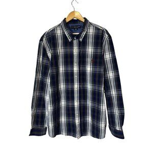 U.S. Polo Assn. Mens 3XL Blue & White Plaid Button-Down Shirt